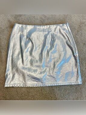 Metallic Silver Mini Skirt